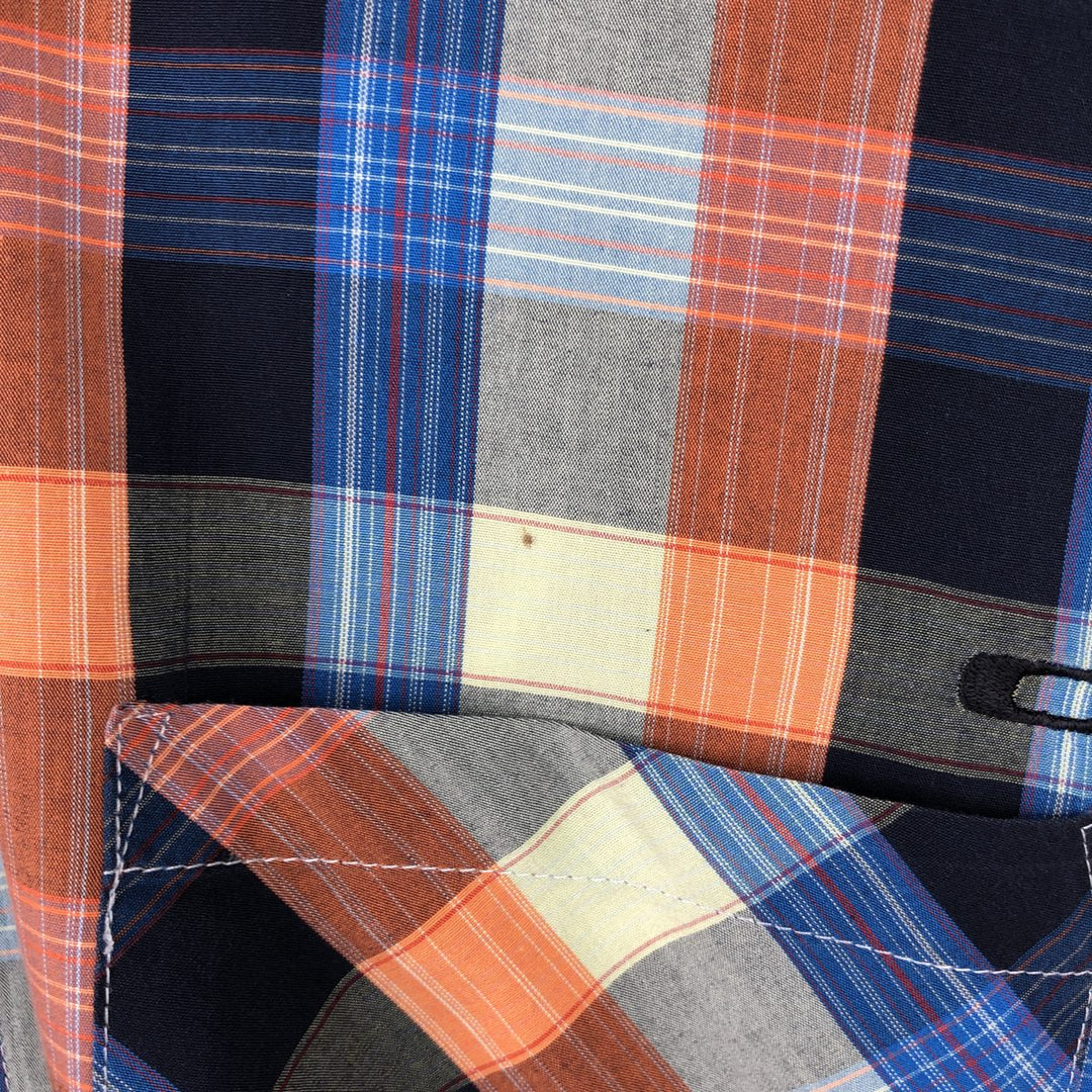 Oakley Short-Sleeve Cotton Check Shirt, Men's Size XXL (approx.) cotton orange type Vintage Second Hand