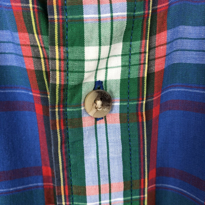 Pendleton Check Pattern Short-Sleeve Button-Down Check Shirt, Men's Size L (approx.) cotton Navy blue Vintage Second Hand