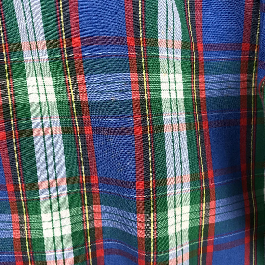 Pendleton Check Pattern Short-Sleeve Button-Down Check Shirt, Men's Size L (approx.) cotton Navy blue Vintage Second Hand