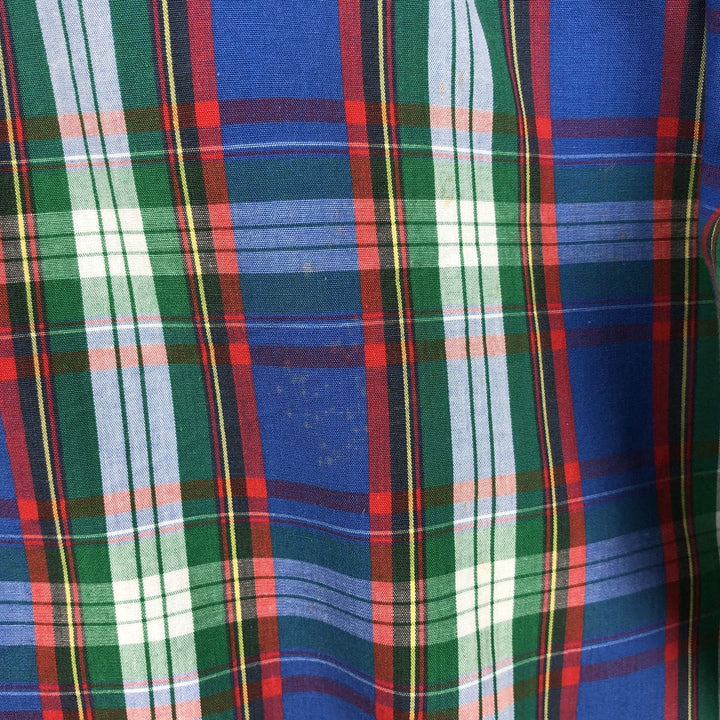 Pendleton Check Pattern Short-Sleeve Button-Down Check Shirt, Men's Size L (approx.) cotton Navy blue Vintage Second Hand