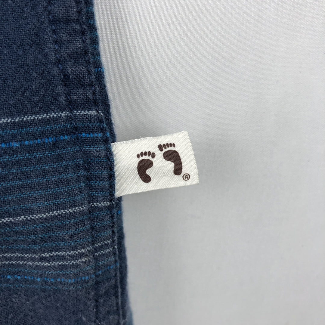 HANG TEN Border Pattern Multi-Border Short-Sleeve Button-Down Shirt, Men's Size M (approx.) cotton Navy blue Vintage Second Hand