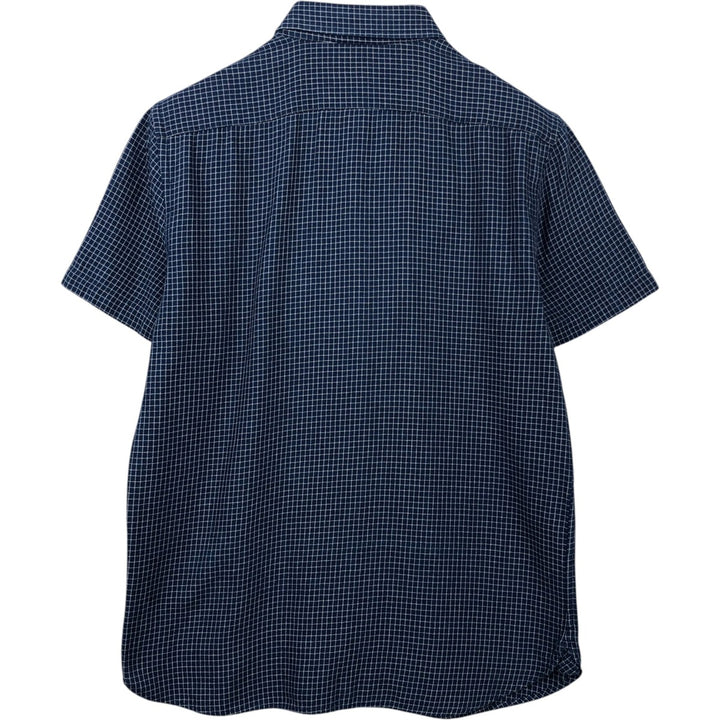 Banana Republic Slim Fit Short-Sleeve Cotton Check Shirt (Men's Size M) cotton Navy blue Vintage Second Hand