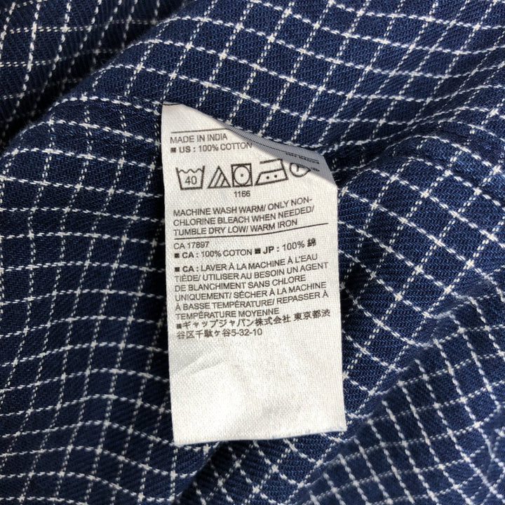 Banana Republic Slim Fit Short-Sleeve Cotton Check Shirt (Men's Size M) cotton Navy blue Vintage Second Hand