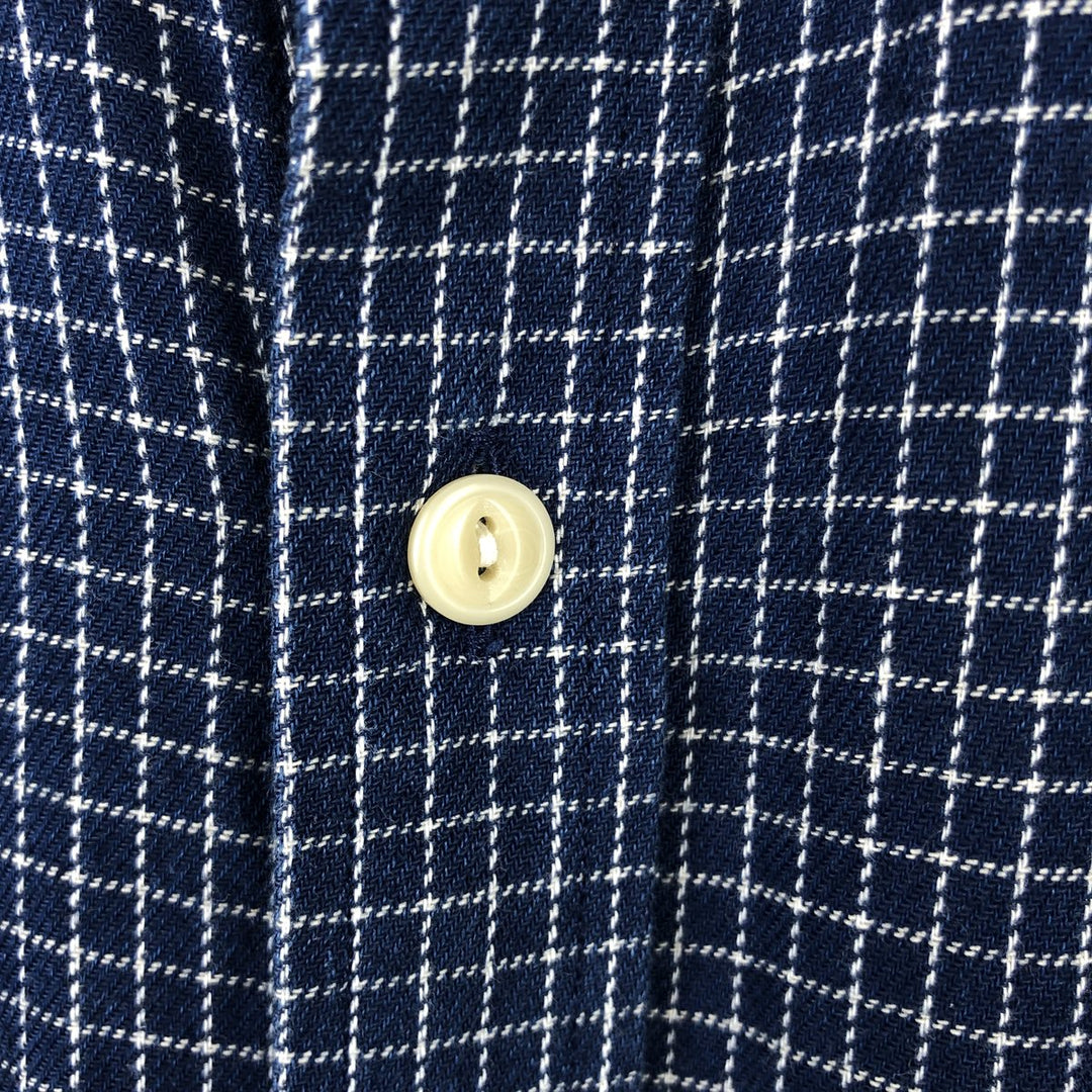 Banana Republic Slim Fit Short-Sleeve Cotton Check Shirt (Men's Size M) cotton Navy blue Vintage Second Hand