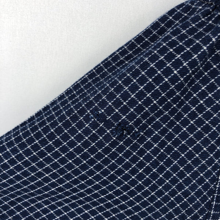 Banana Republic Slim Fit Short-Sleeve Cotton Check Shirt (Men's Size M) cotton Navy blue Vintage Second Hand