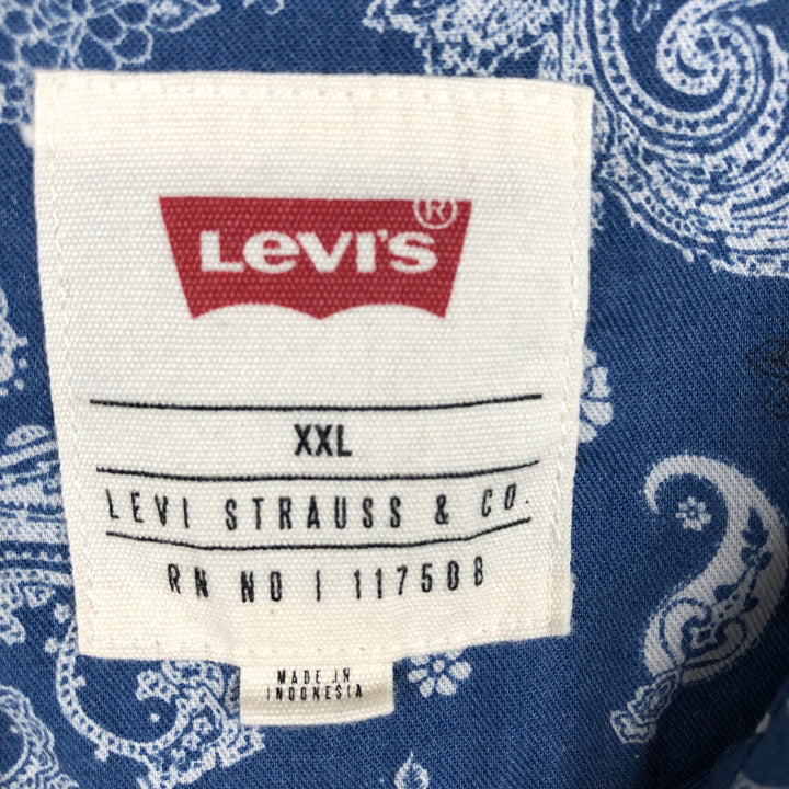Levi's LEVI STRAUSS & CO. All-over Paisley Pattern Short-Sleeve Poly-Cotton Shirt cotton blue type Vintage Second Hand