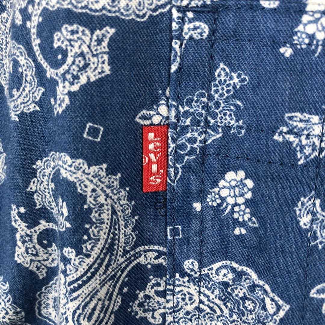 Levi's LEVI STRAUSS & CO. All-over Paisley Pattern Short-Sleeve Poly-Cotton Shirt cotton blue type Vintage Second Hand
