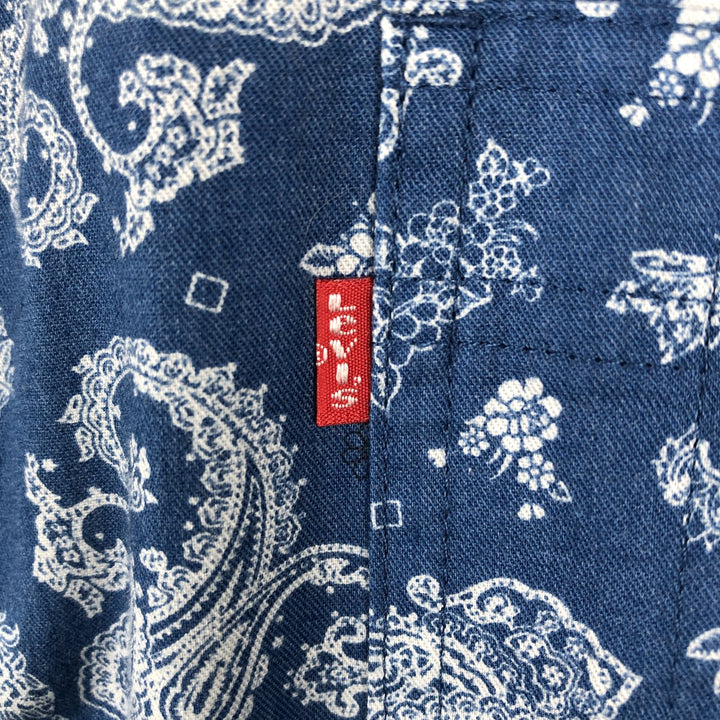 Levi's LEVI STRAUSS & CO. All-over Paisley Pattern Short-Sleeve Poly-Cotton Shirt cotton blue type Vintage Second Hand