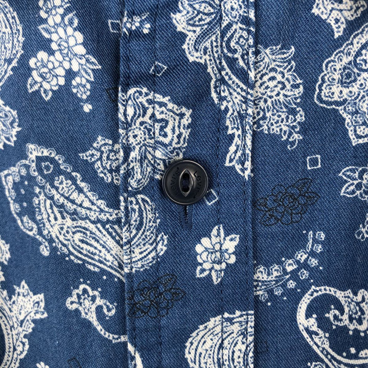 Levi's LEVI STRAUSS & CO. All-over Paisley Pattern Short-Sleeve Poly-Cotton Shirt cotton blue type Vintage Second Hand
