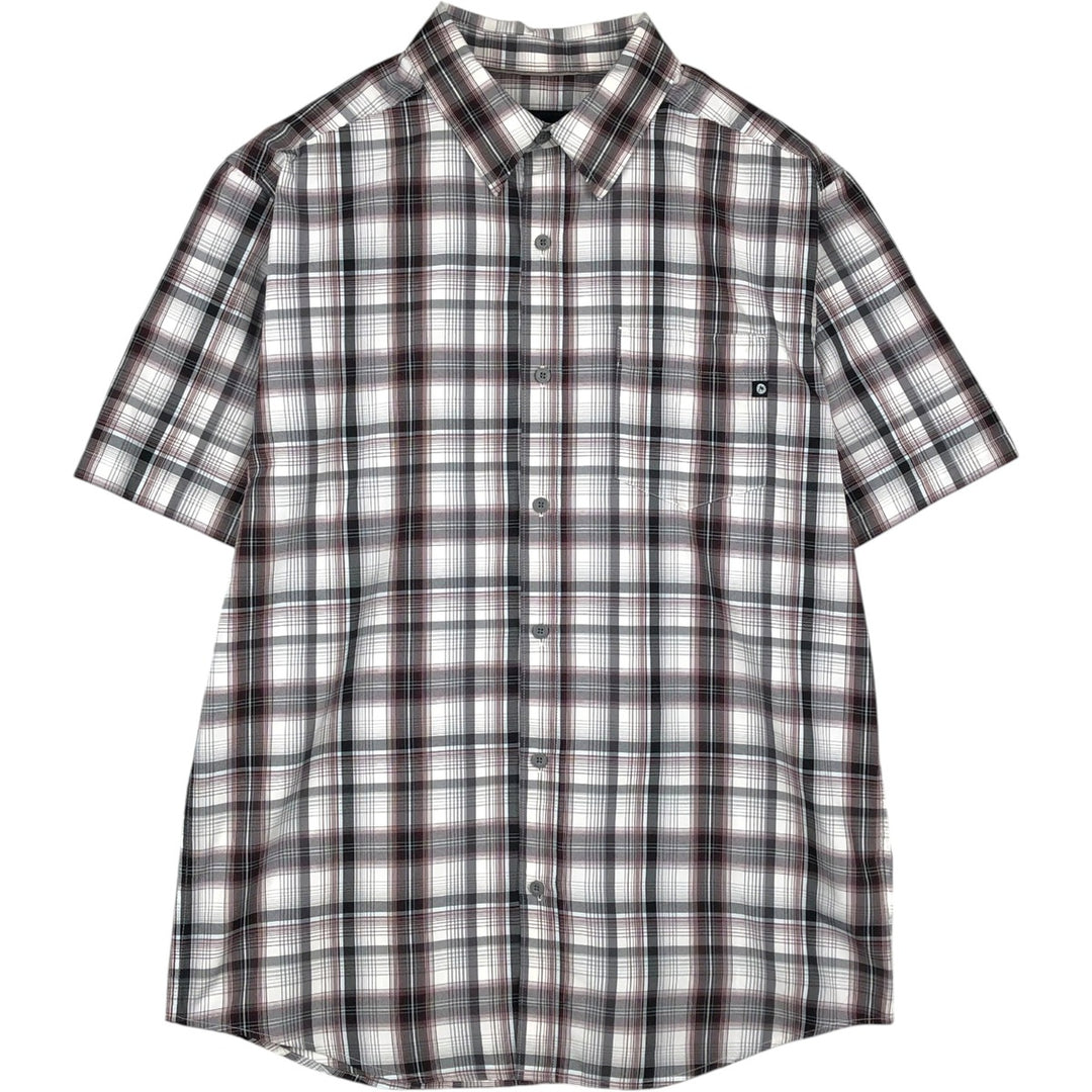 Marmot Check Pattern Short-Sleeve Polyester Shirt, Men's Size M (approx.) polyester gray type Vintage Second Hand