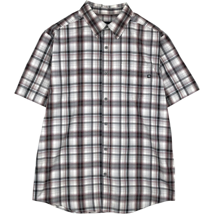 Marmot Check Pattern Short-Sleeve Polyester Shirt, Men's Size M (approx.) polyester gray type Vintage Second Hand