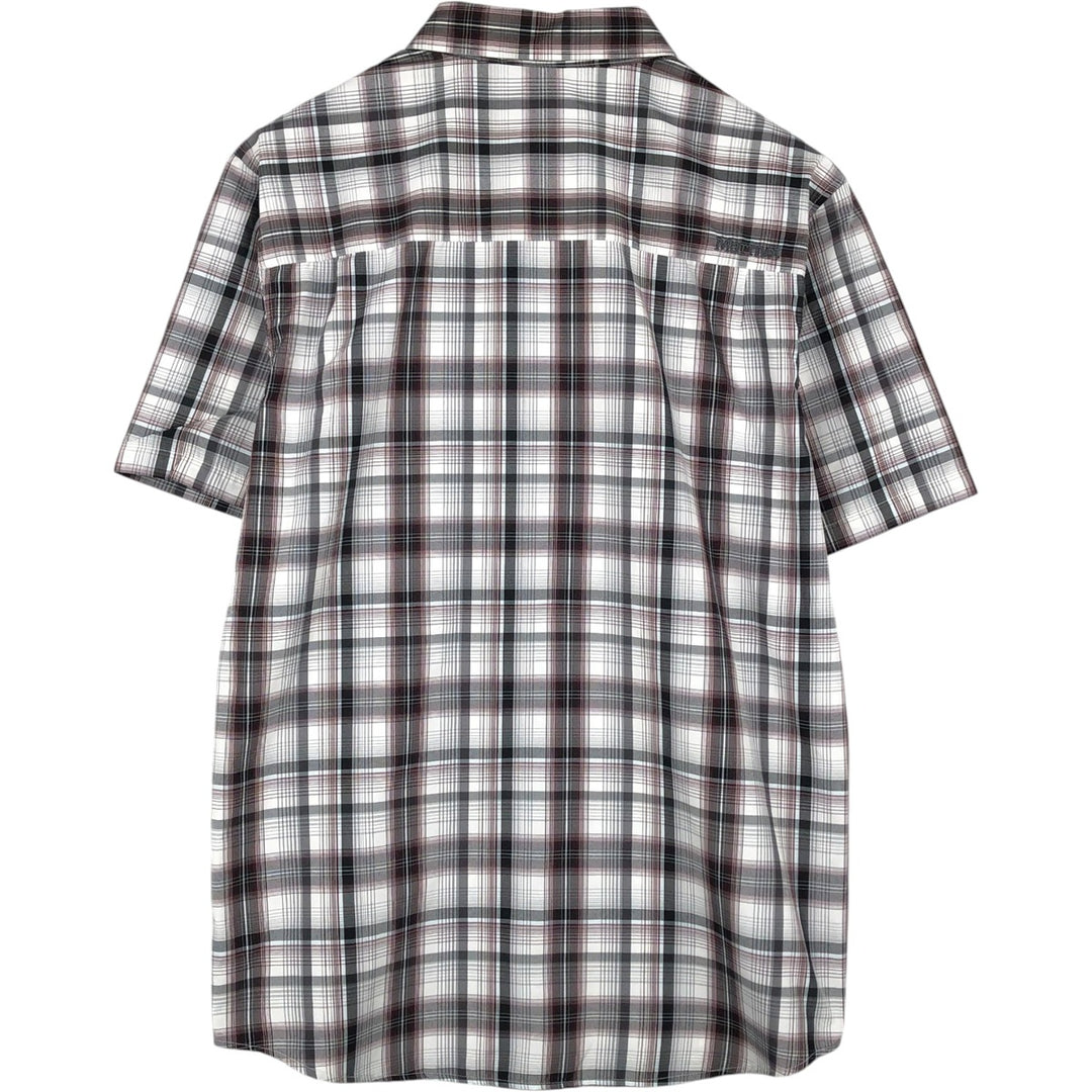 Marmot Check Pattern Short-Sleeve Polyester Shirt, Men's Size M (approx.) polyester gray type Vintage Second Hand