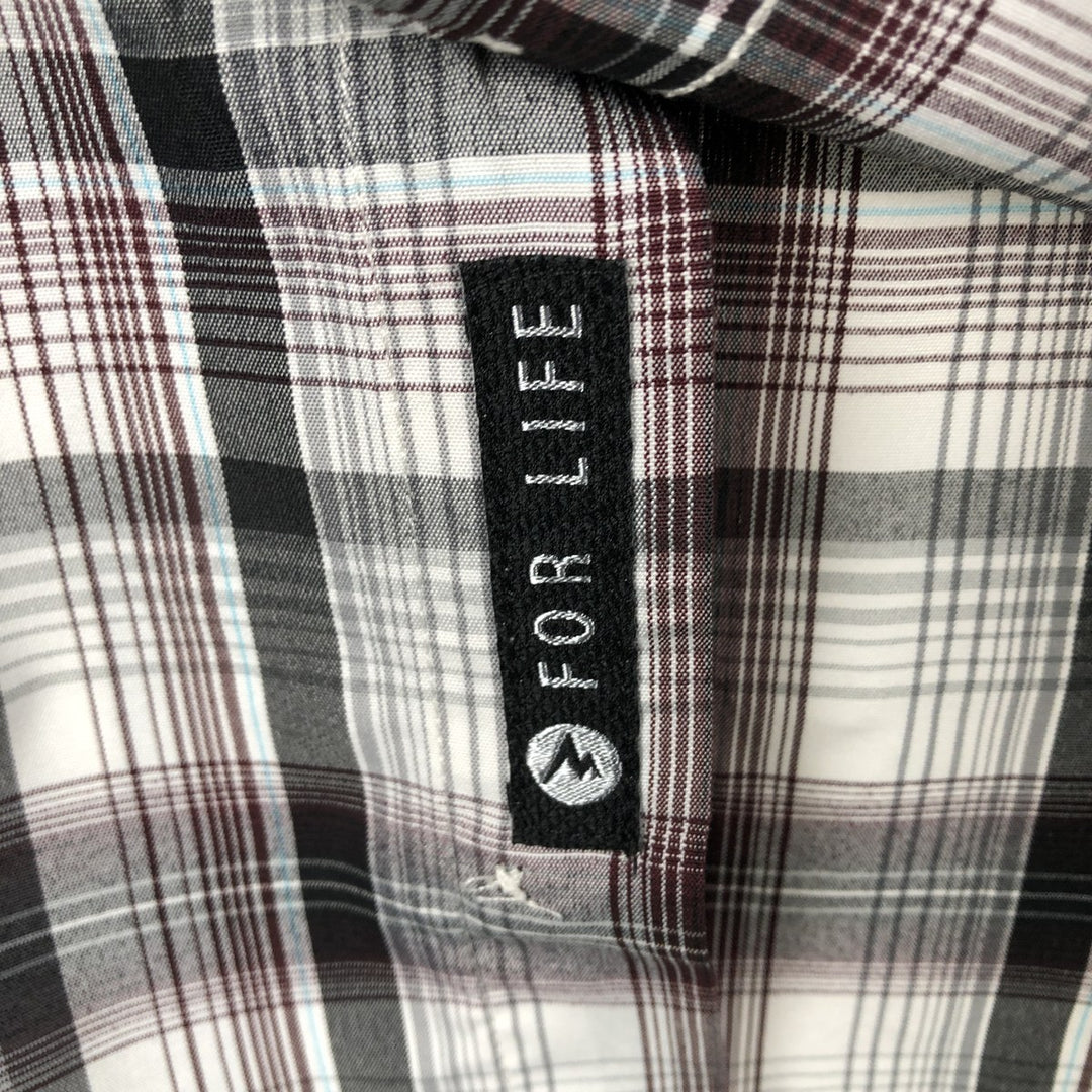Marmot Check Pattern Short-Sleeve Polyester Shirt, Men's Size M (approx.) polyester gray type Vintage Second Hand