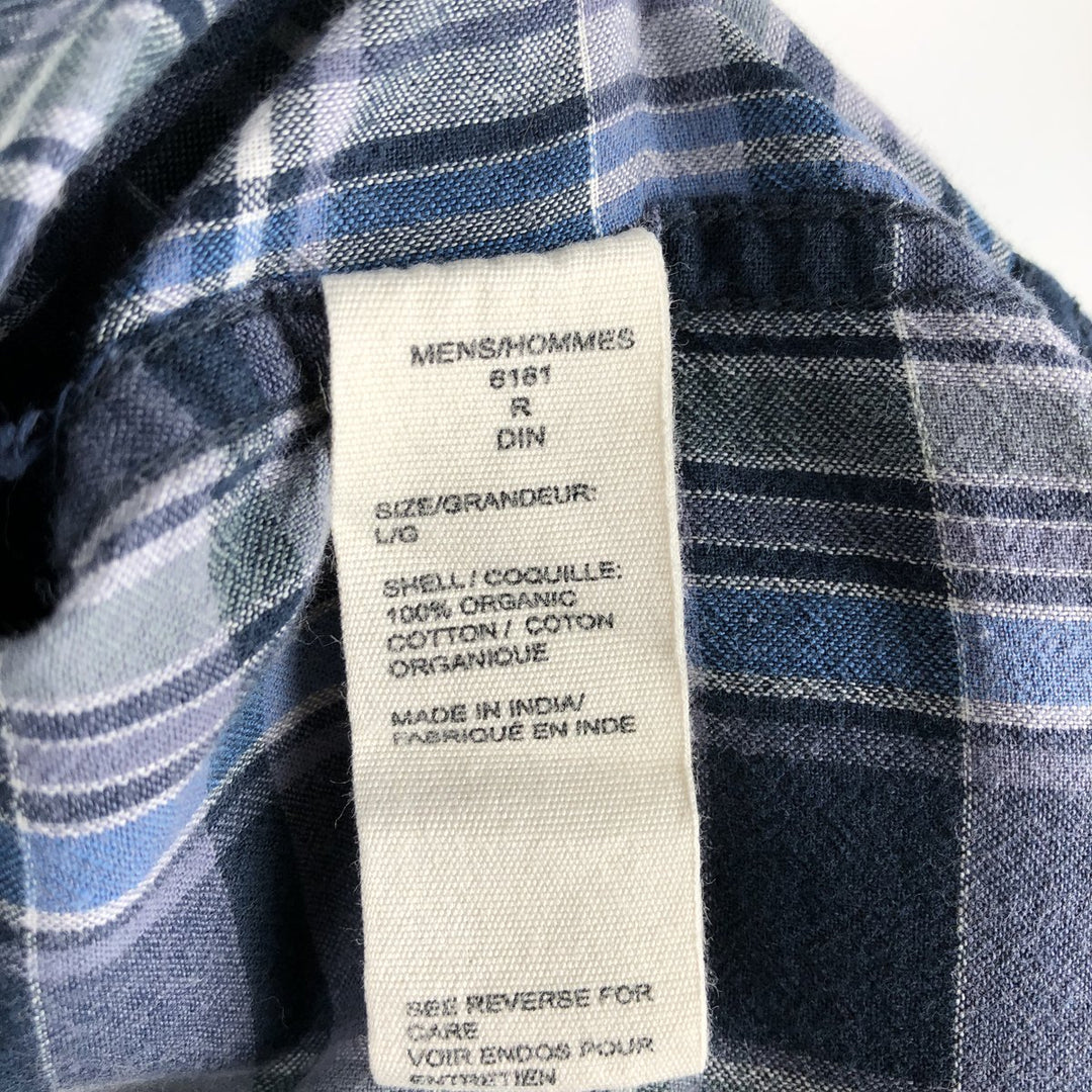 2000'S WOOLRICH Short Sleeve Button-Down Check Shirt, Men's Size L Organic cotton navy blue type Vintage Second Hand