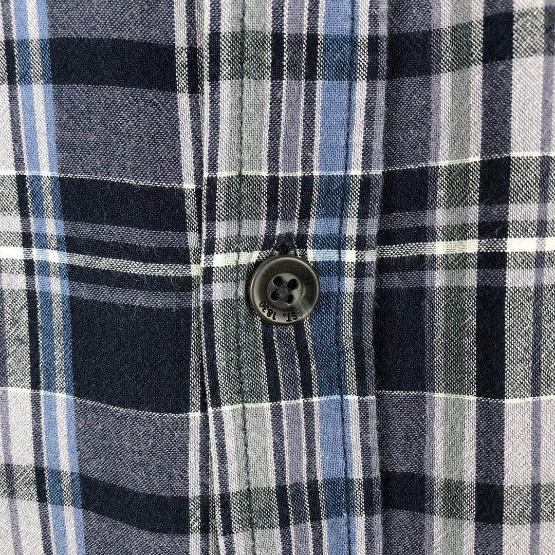 2000'S WOOLRICH Short Sleeve Button-Down Check Shirt, Men's Size L Organic cotton navy blue type Vintage Second Hand