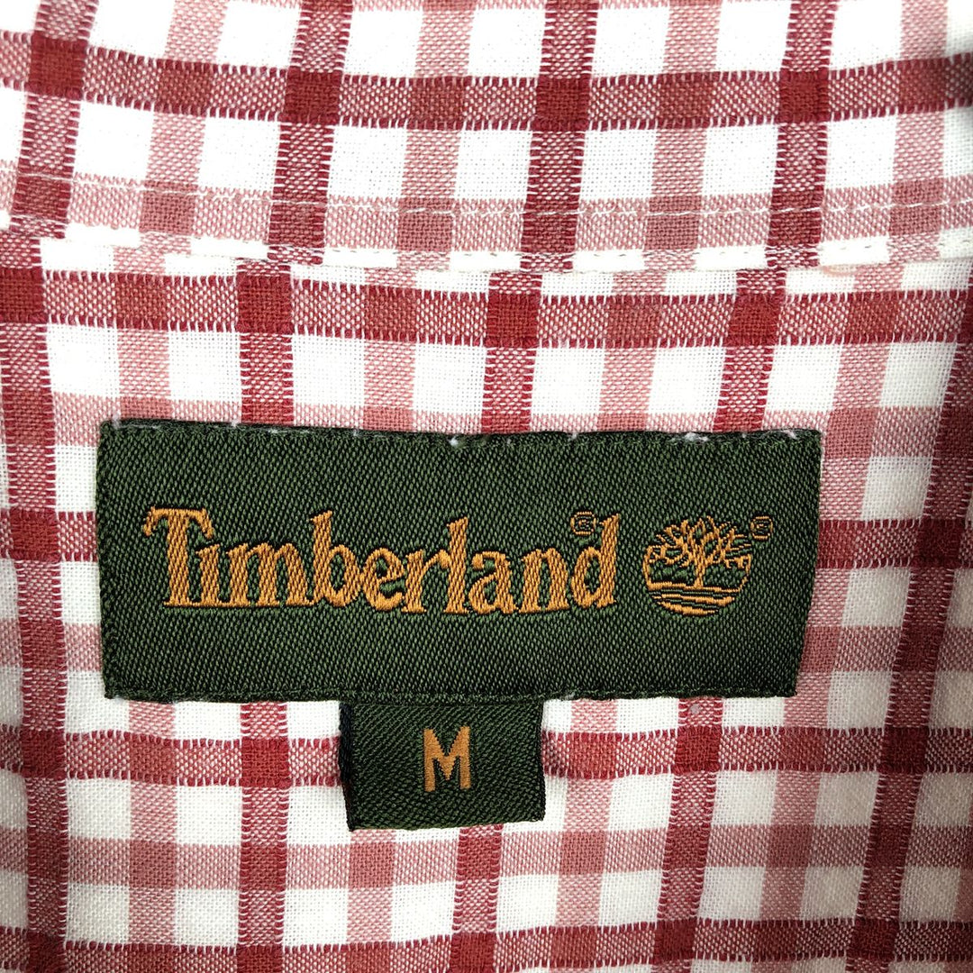 90s-00'S Timberland Check Pattern Short-Sleeve Button-Down Check Shirt Vintage cotton red type Vintage Second Hand