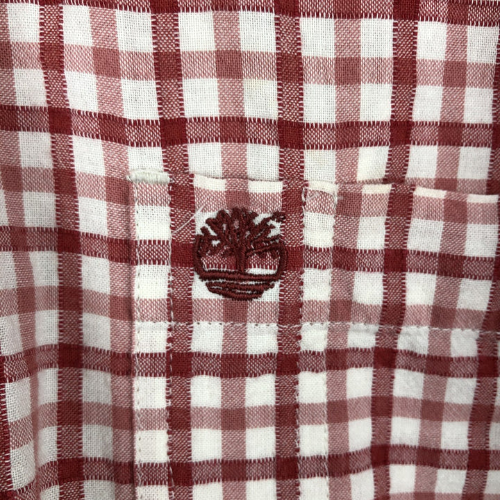 90s-00'S Timberland Check Pattern Short-Sleeve Button-Down Check Shirt Vintage cotton red type Vintage Second Hand