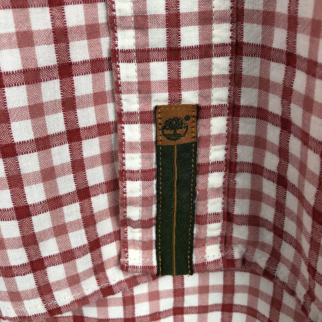 90s-00'S Timberland Check Pattern Short-Sleeve Button-Down Check Shirt Vintage cotton red type Vintage Second Hand