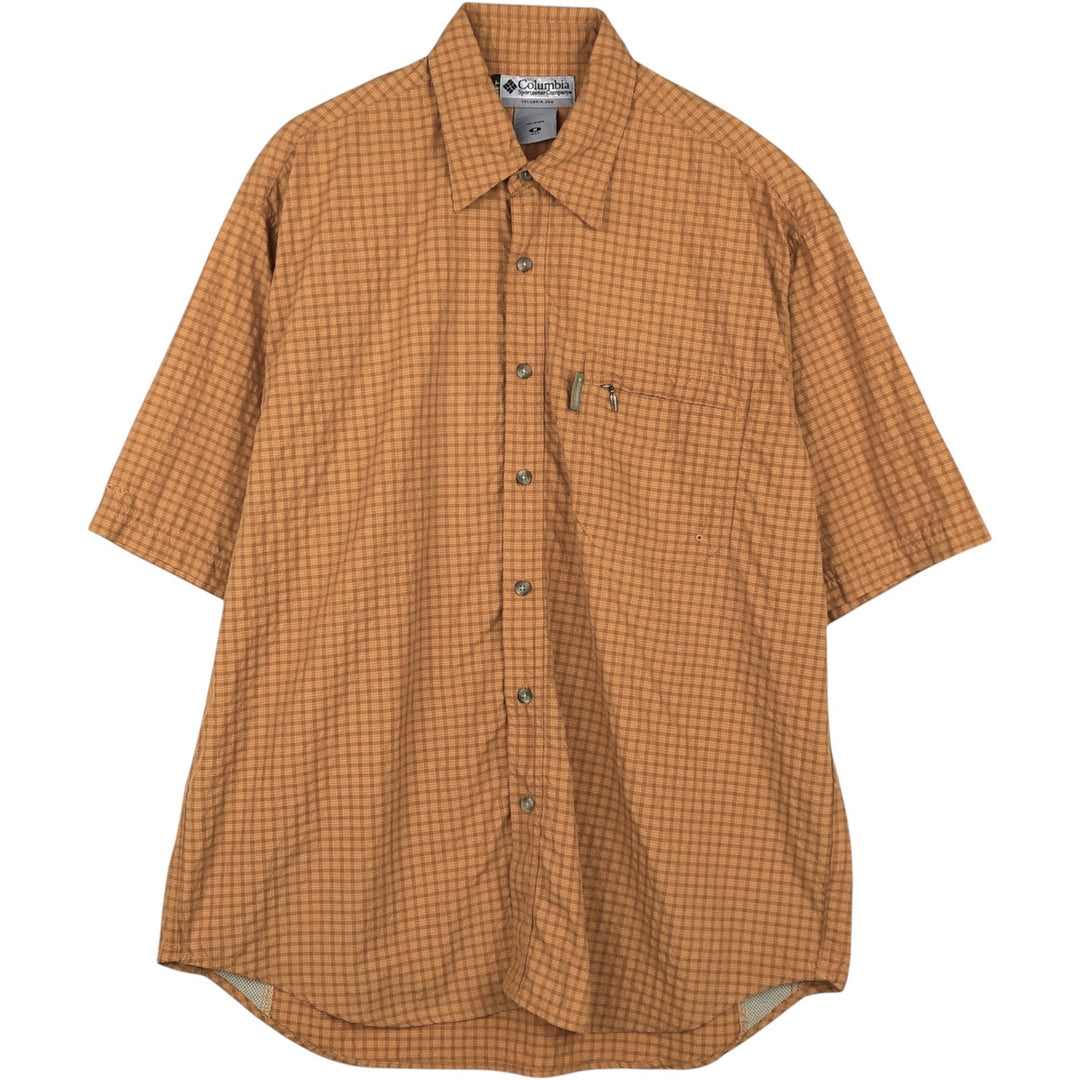Columbia GRT Seersucker Short-Sleeve Check Shirt, Men's Size M (Equivalent), Vintage Nylon orange type Vintage Second Hand