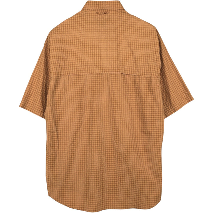 Columbia GRT Seersucker Short-Sleeve Check Shirt, Men's Size M (Equivalent), Vintage Nylon orange type Vintage Second Hand