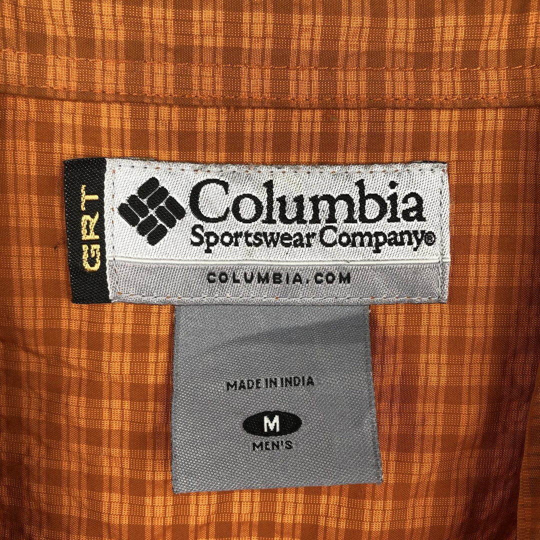 Columbia GRT Seersucker Short-Sleeve Check Shirt, Men's Size M (Equivalent), Vintage Nylon orange type Vintage Second Hand