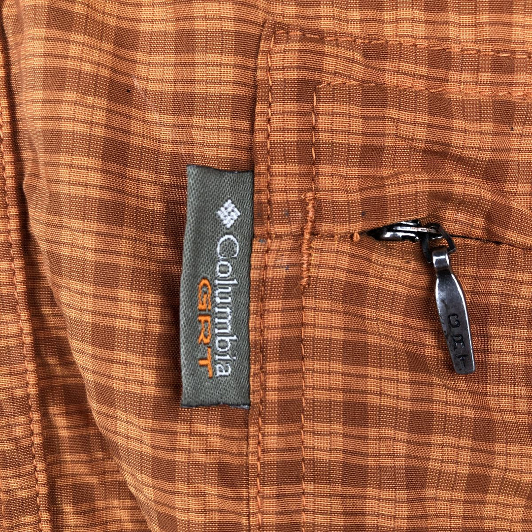 Columbia GRT Seersucker Short-Sleeve Check Shirt, Men's Size M (Equivalent), Vintage Nylon orange type Vintage Second Hand