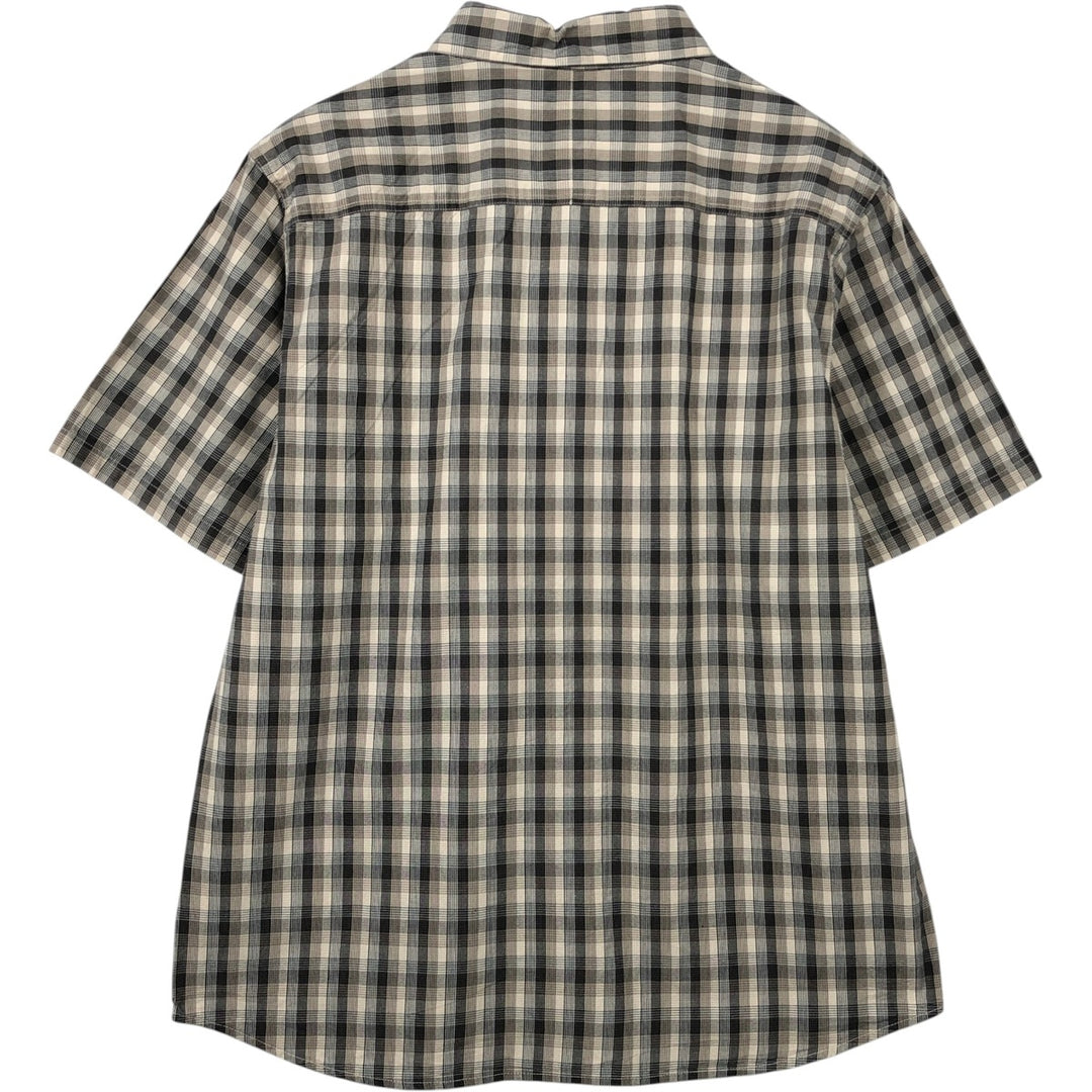 Columbia Short-Sleeve Button-Down Check Shirt, Men's Size M (approx.) cotton Beige type Vintage Second Hand