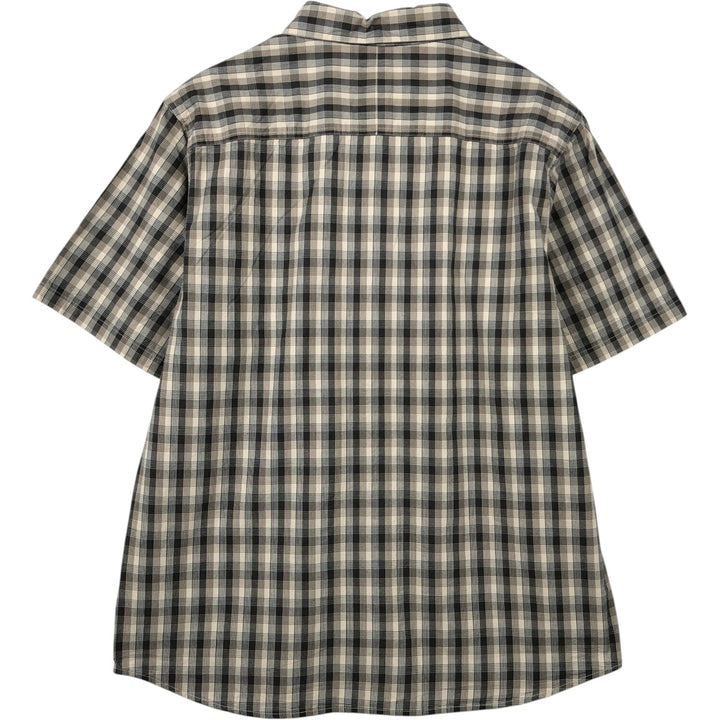 Columbia Short-Sleeve Button-Down Check Shirt, Men's Size M (approx.) cotton Beige type Vintage Second Hand