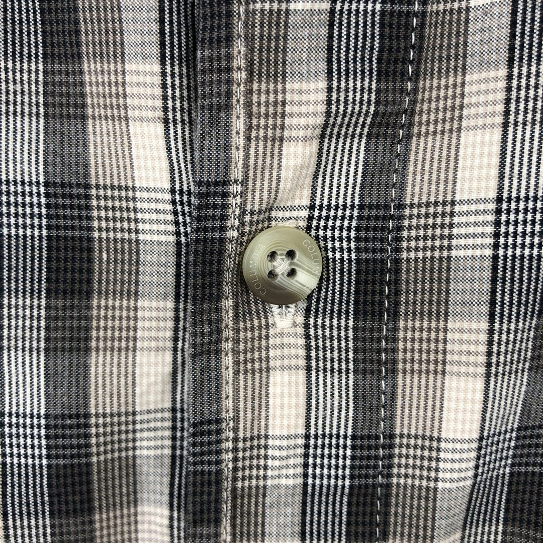 Columbia Short-Sleeve Button-Down Check Shirt, Men's Size M (approx.) cotton Beige type Vintage Second Hand