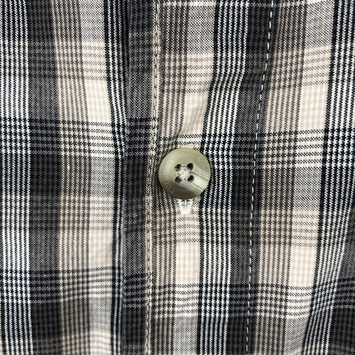 Columbia Short-Sleeve Button-Down Check Shirt, Men's Size M (approx.) cotton Beige type Vintage Second Hand