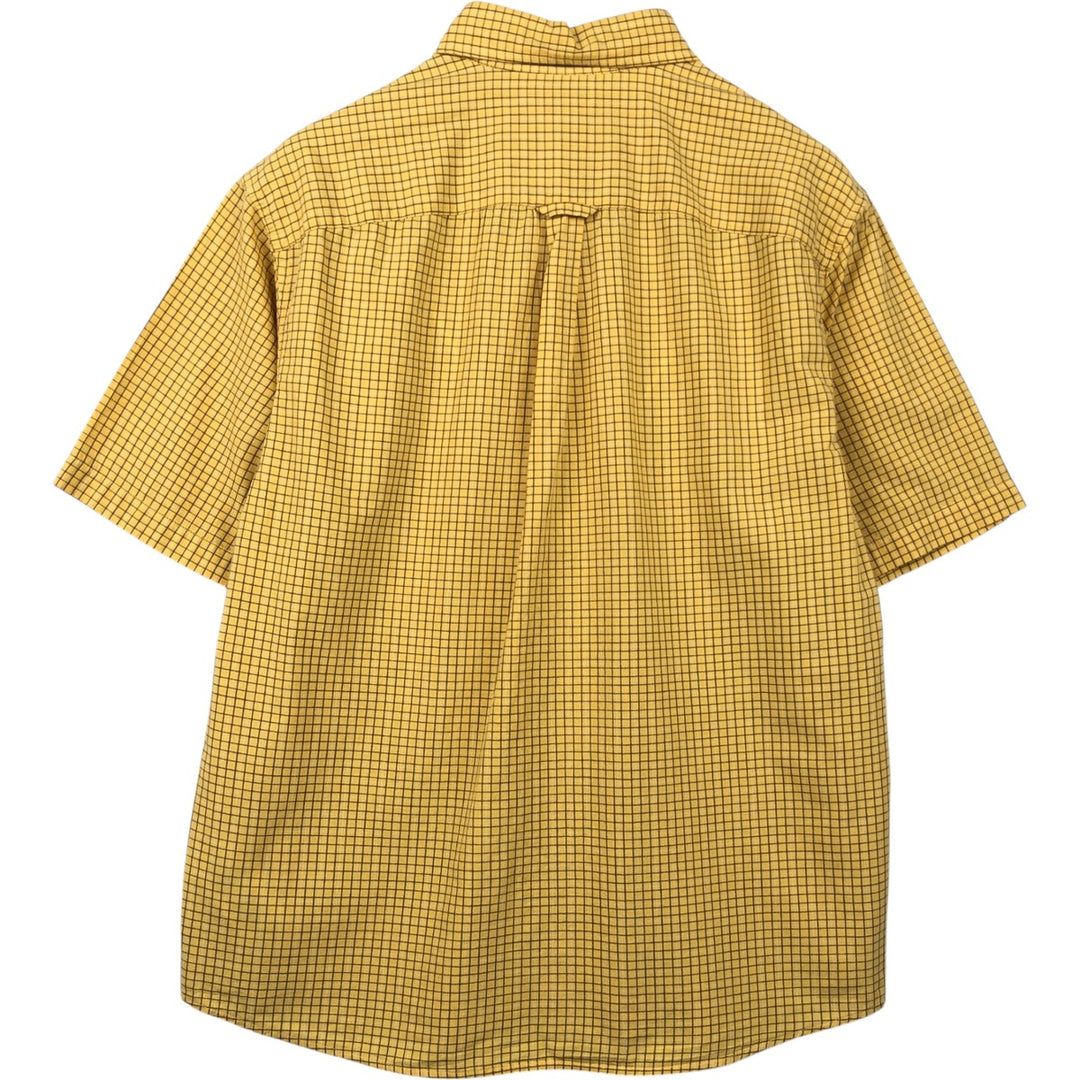 00'S Columbia Short Sleeve Button Down Check Shirt Men's Size L cotton yellow type Vintage Second Hand