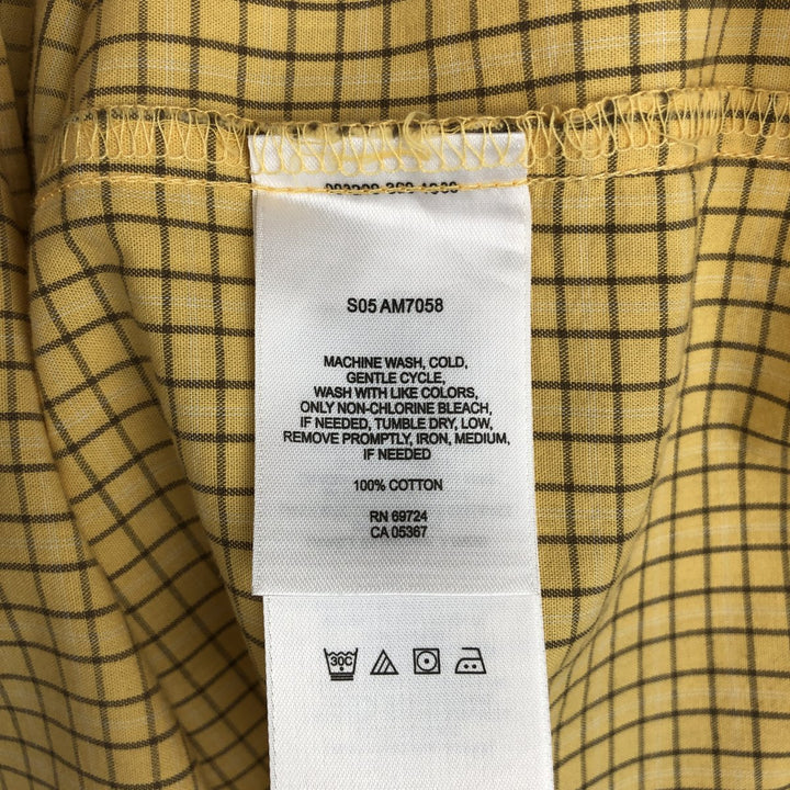 00'S Columbia Short Sleeve Button Down Check Shirt Men's Size L cotton yellow type Vintage Second Hand
