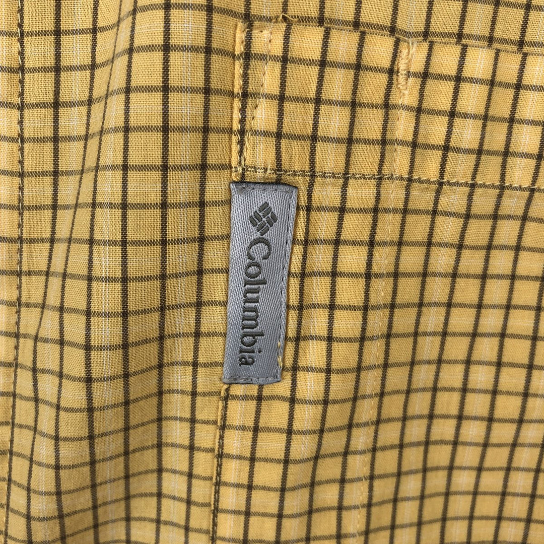00'S Columbia Short Sleeve Button Down Check Shirt Men's Size L cotton yellow type Vintage Second Hand