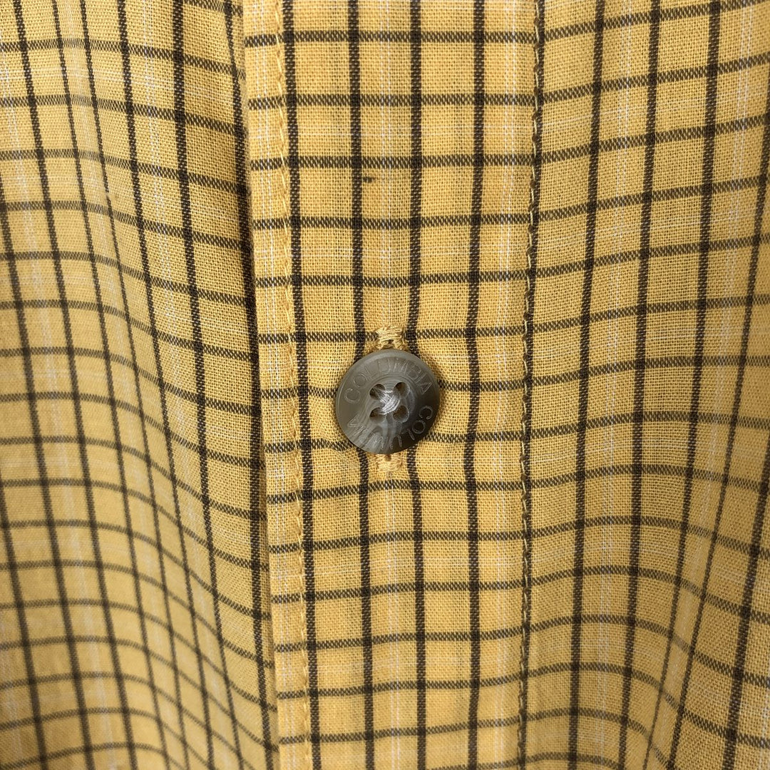 00'S Columbia Short Sleeve Button Down Check Shirt Men's Size L cotton yellow type Vintage Second Hand