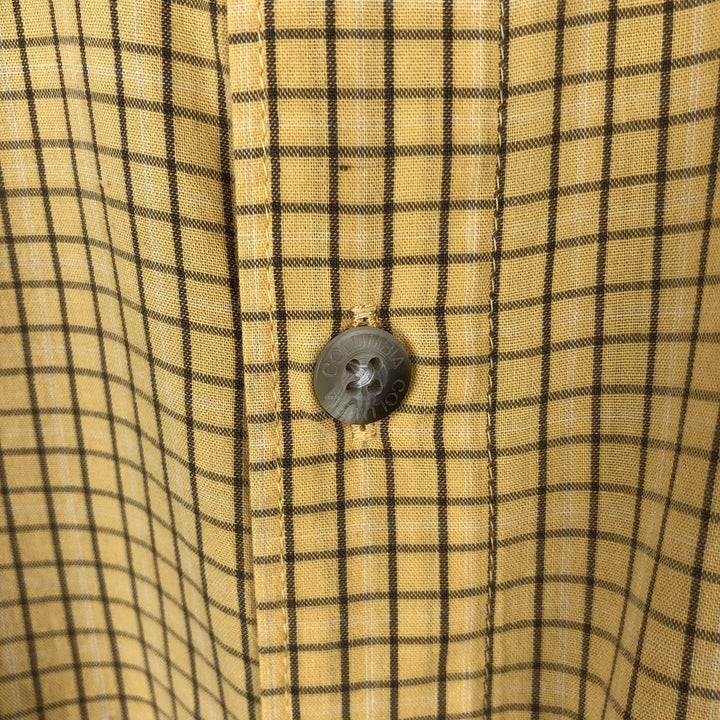 00'S Columbia Short Sleeve Button Down Check Shirt Men's Size L cotton yellow type Vintage Second Hand
