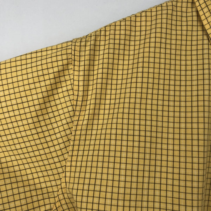 00'S Columbia Short Sleeve Button Down Check Shirt Men's Size L cotton yellow type Vintage Second Hand