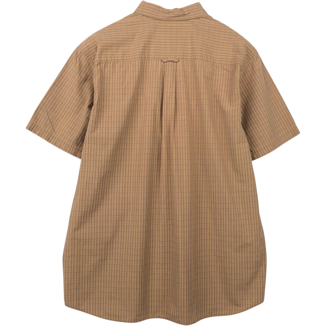 00'S Columbia Short Sleeve Button Down Check Shirt Men's Size L cotton brown type Vintage Second Hand