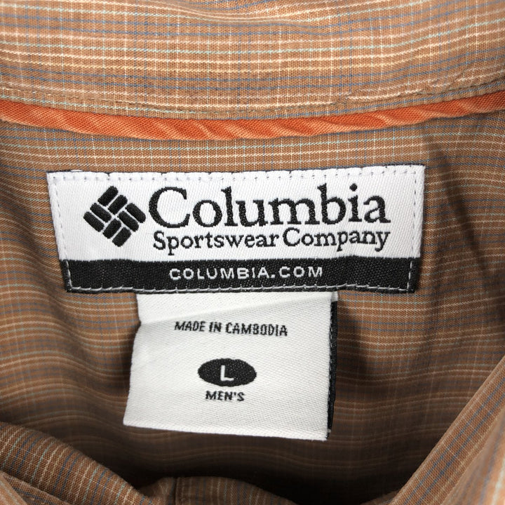 00'S Columbia Short Sleeve Button Down Check Shirt Men's Size L cotton brown type Vintage Second Hand