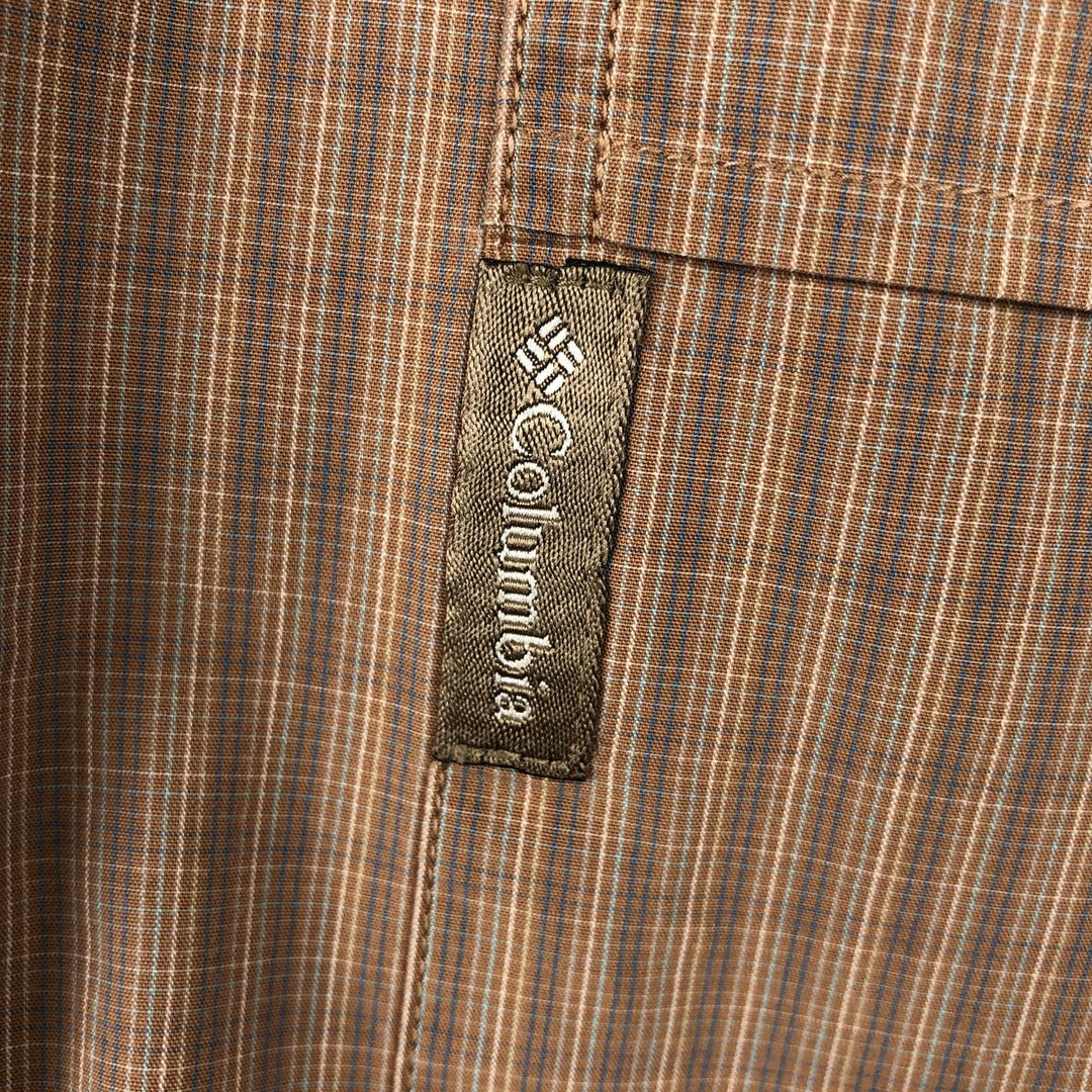 00'S Columbia Short Sleeve Button Down Check Shirt Men's Size L cotton brown type Vintage Second Hand