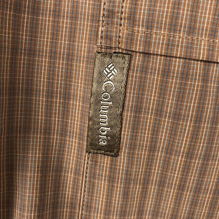 00'S Columbia Short Sleeve Button Down Check Shirt Men's Size L cotton brown type Vintage Second Hand