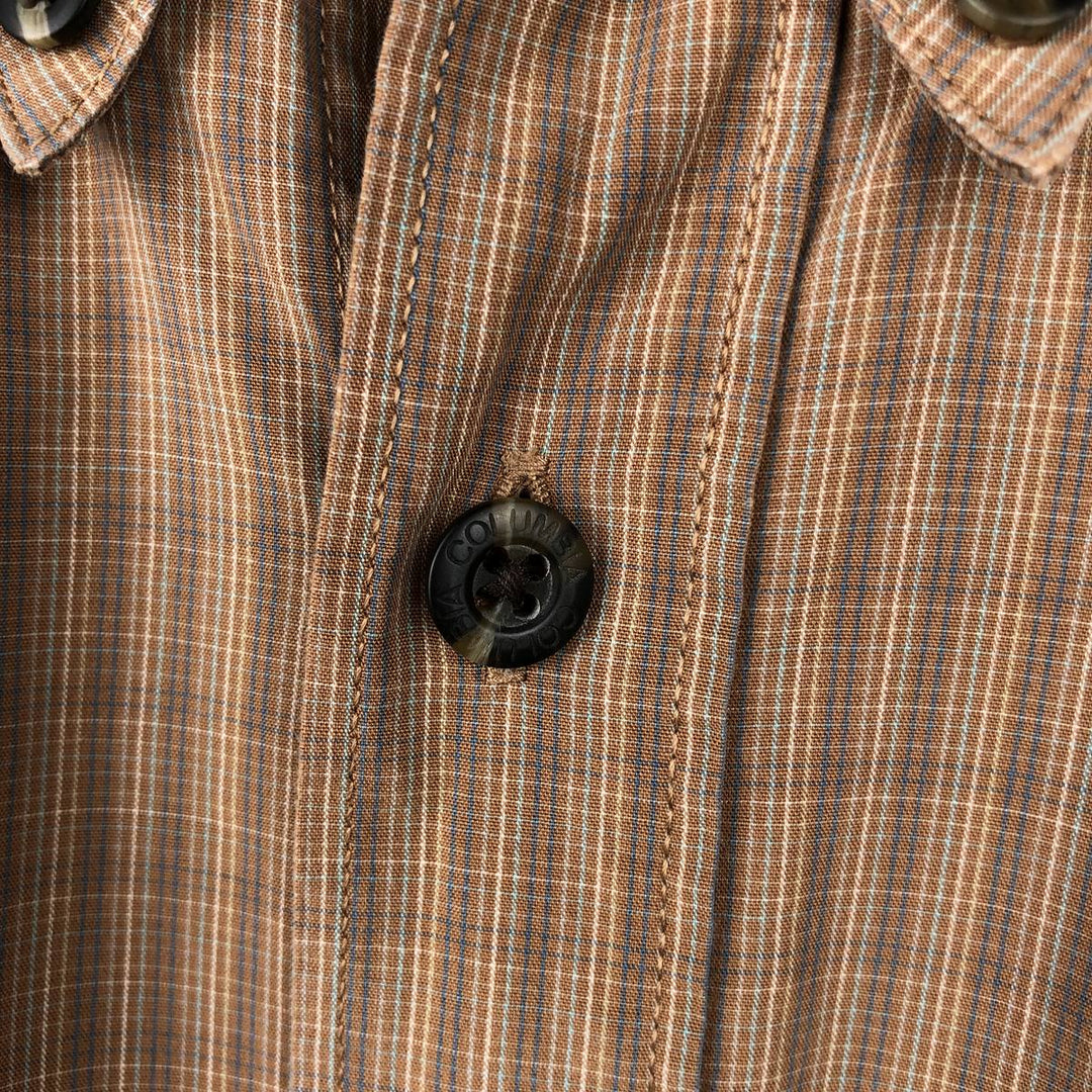 00'S Columbia Short Sleeve Button Down Check Shirt Men's Size L cotton brown type Vintage Second Hand