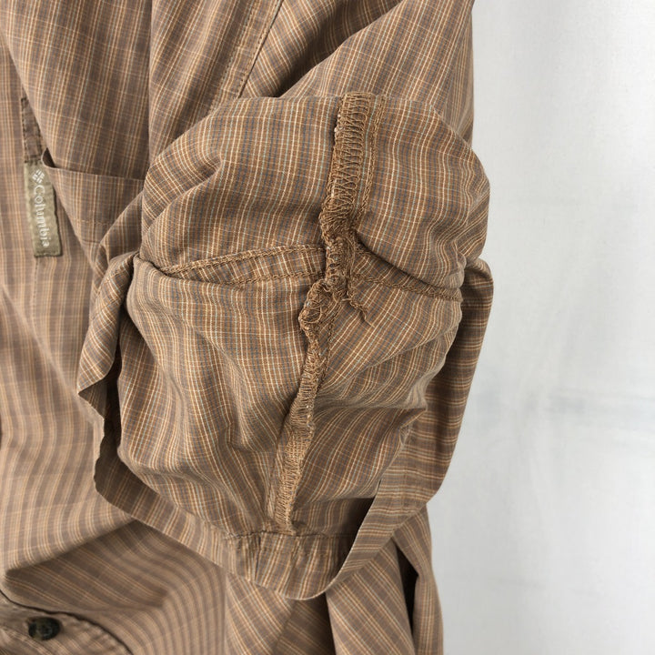 00'S Columbia Short Sleeve Button Down Check Shirt Men's Size L cotton brown type Vintage Second Hand