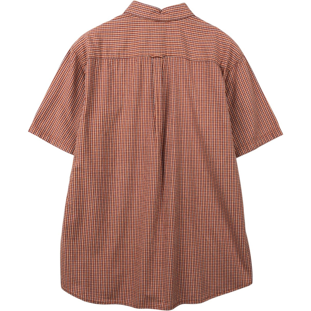 00'S Columbia Short Sleeve Button Down Check Shirt Men's Size L cotton red type reddish brown Vintage Second Hand