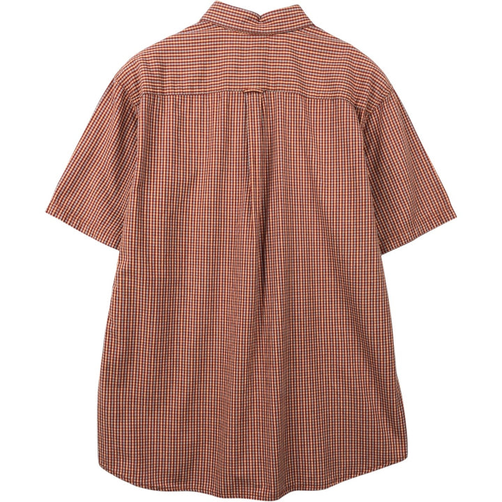 00'S Columbia Short Sleeve Button Down Check Shirt Men's Size L cotton red type reddish brown Vintage Second Hand