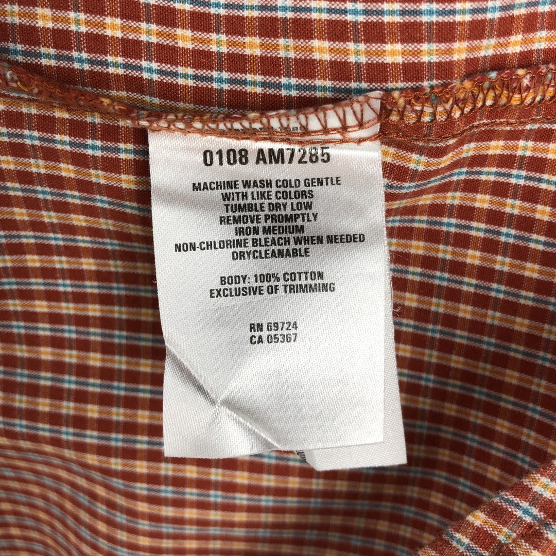 00'S Columbia Short Sleeve Button Down Check Shirt Men's Size L cotton red type reddish brown Vintage Second Hand
