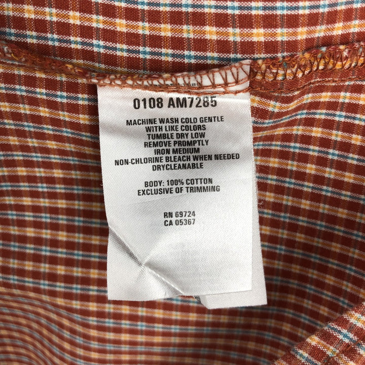 00'S Columbia Short Sleeve Button Down Check Shirt Men's Size L cotton red type reddish brown Vintage Second Hand