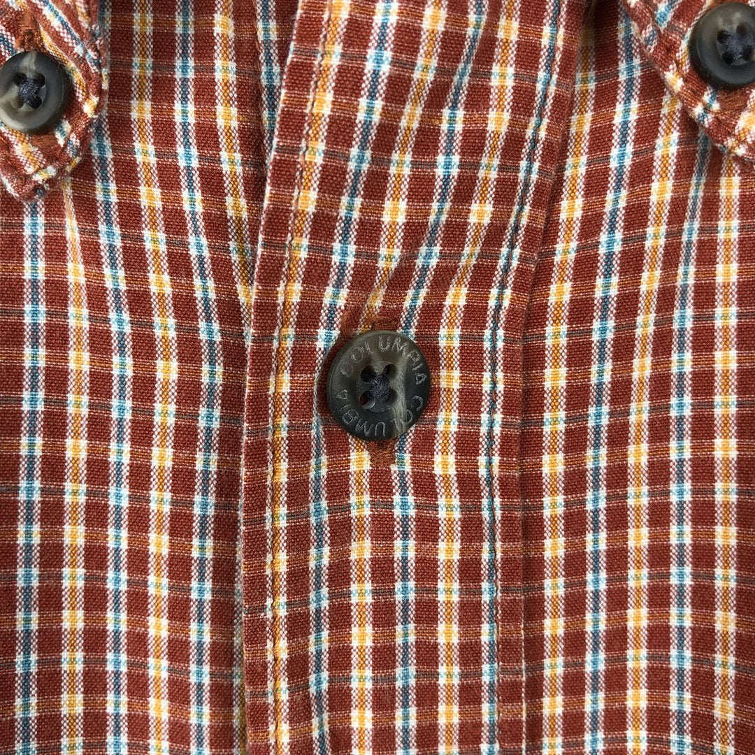 00'S Columbia Short Sleeve Button Down Check Shirt Men's Size L cotton red type reddish brown Vintage Second Hand