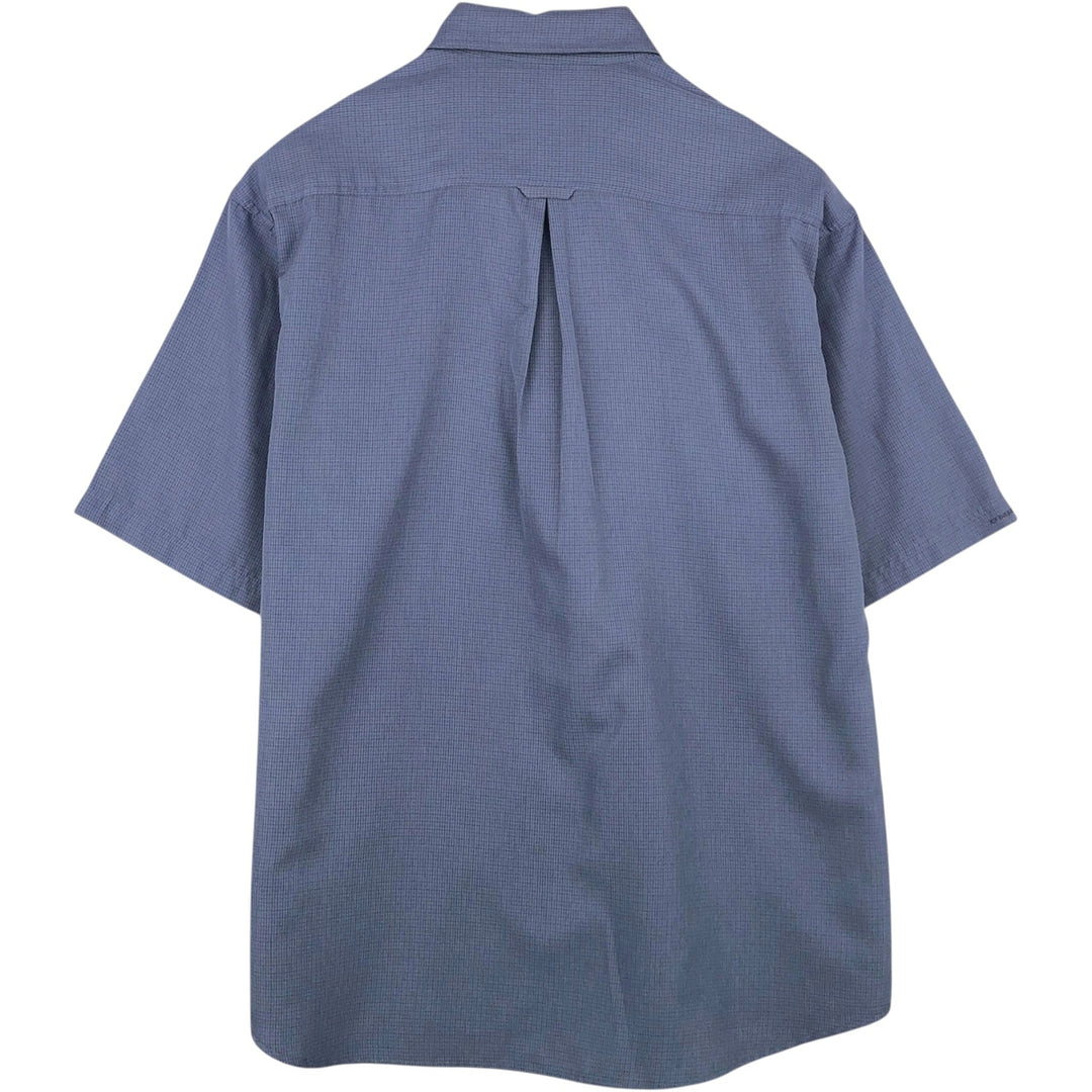 Columbia GRT Check Pattern Short-Sleeve Polyester Shirt, Men's Size L (approx.) polyester blue type Vintage Second Hand