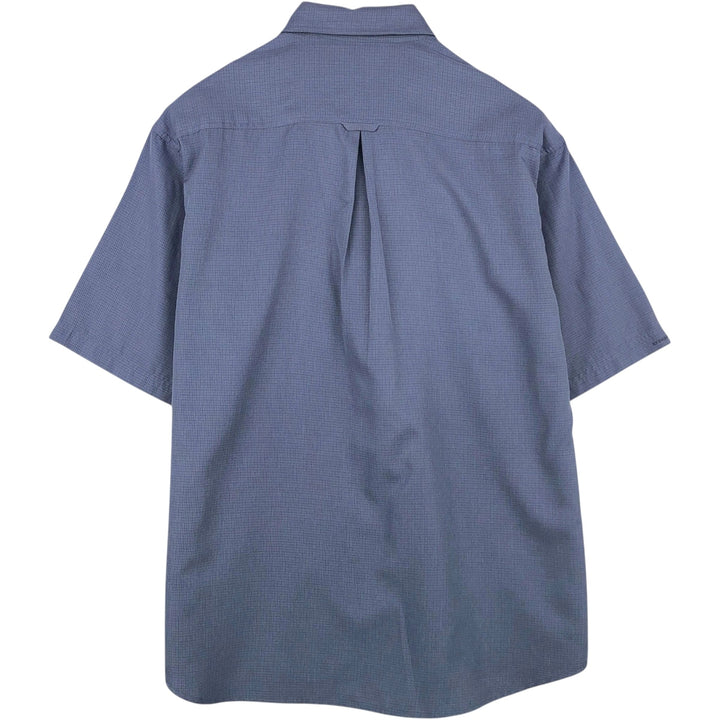 Columbia GRT Check Pattern Short-Sleeve Polyester Shirt, Men's Size L (approx.) polyester blue type Vintage Second Hand