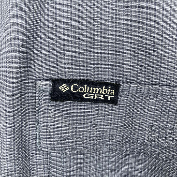 Columbia GRT Check Pattern Short-Sleeve Polyester Shirt, Men's Size L (approx.) polyester blue type Vintage Second Hand
